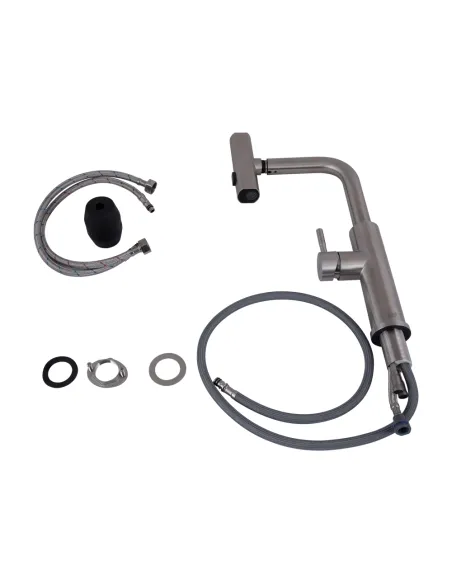 Смеситель для кухни с выдвижным изливом Lidz Aria 015FLT Nickel