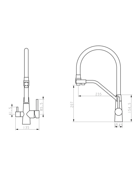 Змішувач для кухні з гнучким виливом Lidz Aria 020F3 Black/Nickel, з підключенням до фільтра