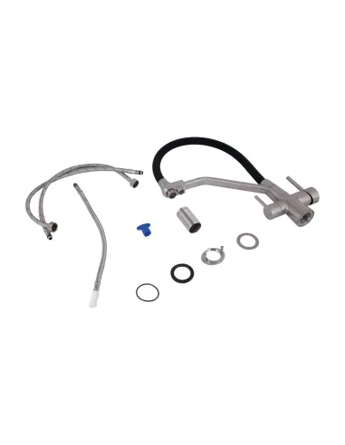 Змішувач для кухні з гнучким виливом Lidz Aria 020F3 Black/Nickel, з підключенням до фільтра