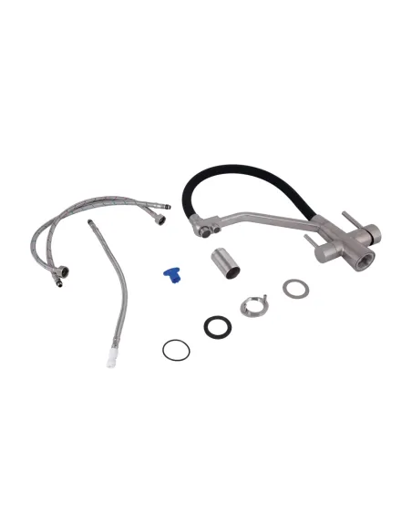 Змішувач для кухні з гнучким виливом Lidz Aria 020F3 Black/Nickel, з підключенням до фільтра