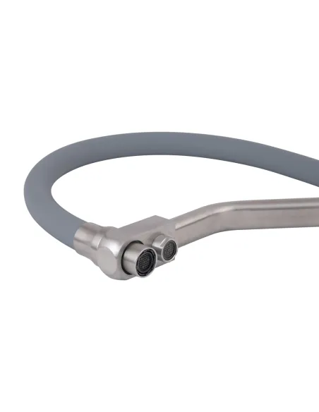 Змішувач для кухні з гнучким виливом Lidz Aria 020F3 Grey/Nickel, з підключенням до фільтра
