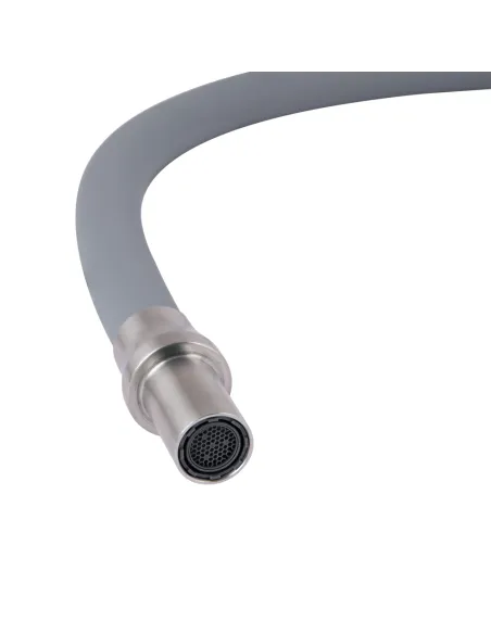 Змішувач для кухні з гнучким виливом Lidz Aria 020F3 Grey/Nickel, з підключенням до фільтра