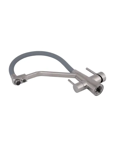 Змішувач для кухні з гнучким виливом Lidz Aria 020F3 Grey/Nickel, з підключенням до фільтра