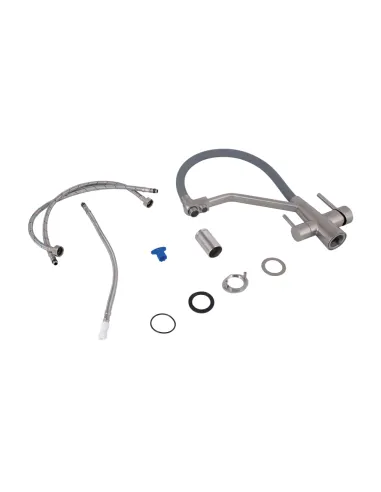 Змішувач для кухні з гнучким виливом Lidz Aria 020F3 Grey/Nickel, з підключенням до фільтра