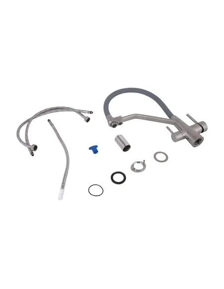 Змішувач для кухні з гнучким виливом Lidz Aria 020F3 Grey/Nickel, з підключенням до фільтра