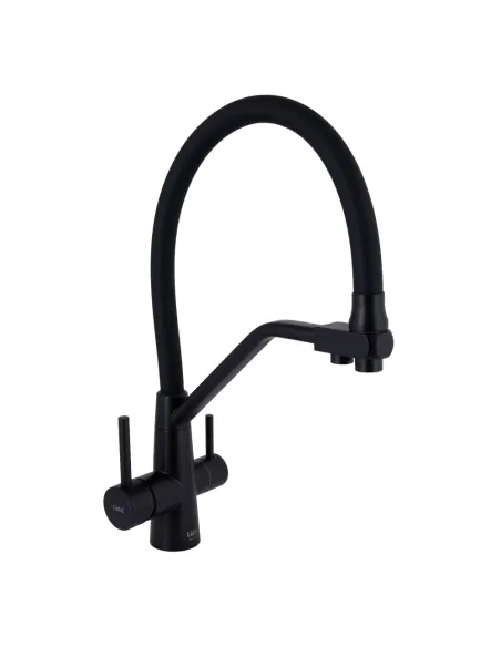 Смеситель для кухни с гибким изливом Lidz Aria 020F3 Black Matt, с подключением к фильтру