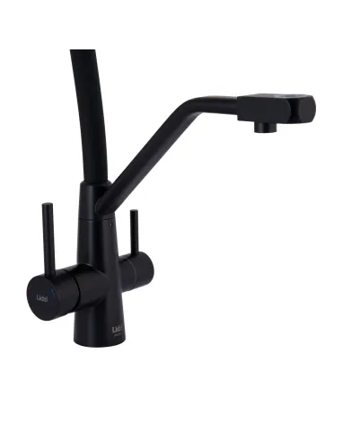 Змішувач для кухні з гнучким виливом Lidz Aria 020F3 Black Matt, з підключенням до фільтра