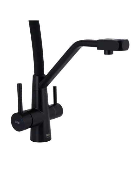 Змішувач для кухні з гнучким виливом Lidz Aria 020F3 Black Matt, з підключенням до фільтра