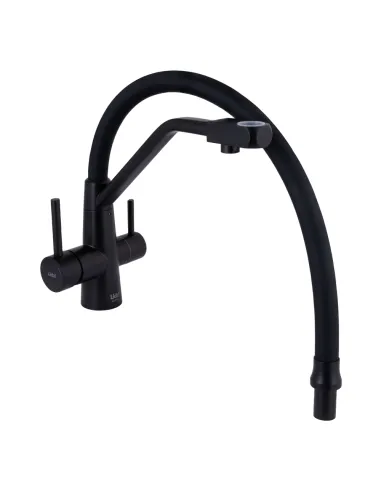 Змішувач для кухні з гнучким виливом Lidz Aria 020F3 Black Matt, з підключенням до фільтра