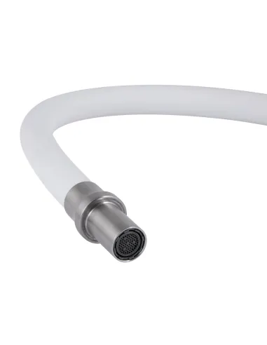 Смеситель для кухни с гибким изливом Lidz Aria 020F3 White / Nickel, с подключением к фильтру