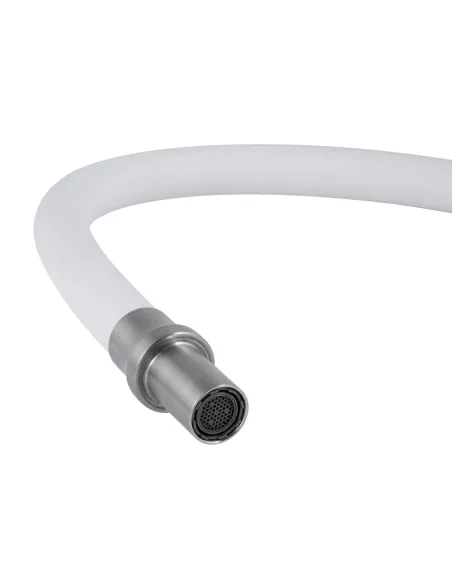 Смеситель для кухни с гибким изливом Lidz Aria 020F3 White / Nickel, с подключением к фильтру