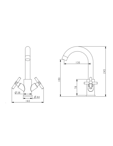 Смеситель для кухни двухвентильный Lidz Wind 161F Nickel