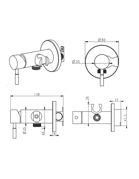 Набір для гігієнічного душу із змішувачем Lidz Aria 111 Nickel