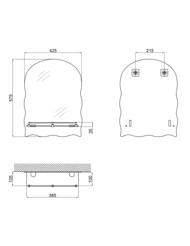 Зеркало для ванной Lidz Anny LD78AN4557 с полочкой, 425х575х105 мм