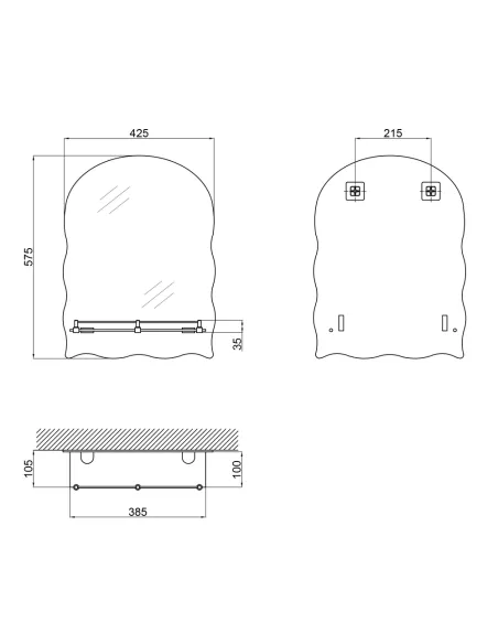 Зеркало для ванной Lidz Anny LD78AN4557 с полочкой, 425х575х105 мм