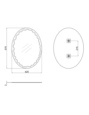 Дзеркало для ванної кімнати Lidz Latwa LD78LA4257, овальне з декором, 425х575 мм