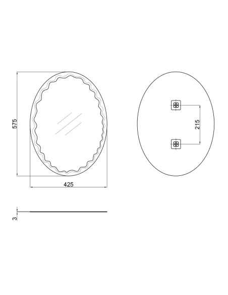Дзеркало для ванної кімнати Lidz Latwa LD78LA4257, овальне з декором, 425х575 мм