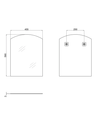 Дзеркало для ванної кімнати Lidz Wieza LD78WI4559, прямокутне з дугоподібним верхом, 455х590 мм