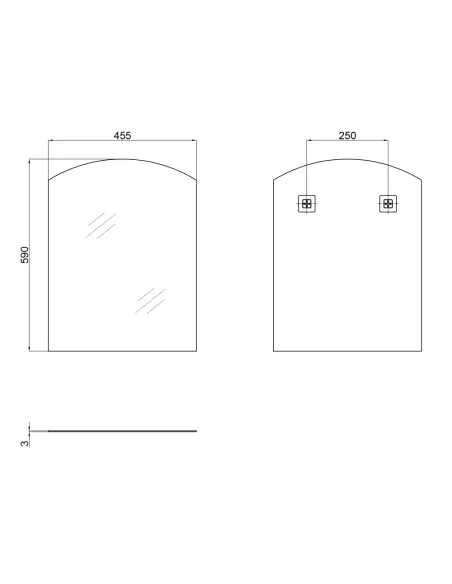 Дзеркало для ванної кімнати Lidz Wieza LD78WI4559, прямокутне з дугоподібним верхом, 455х590 мм