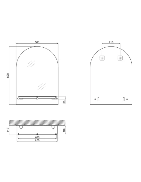 Зеркало для ванной Lidz Tani LD78TA5069 с полочкой, 500х690х110 мм Зеркало для ванной Lidz Tani LD78TA5069 с полочкой, 500х690х110 мм