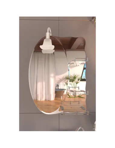 Зеркало для ванной Lidz Sofi LD78WA4560, 3 полочки, ассиметичное, со светильником, 680х875х100 мм