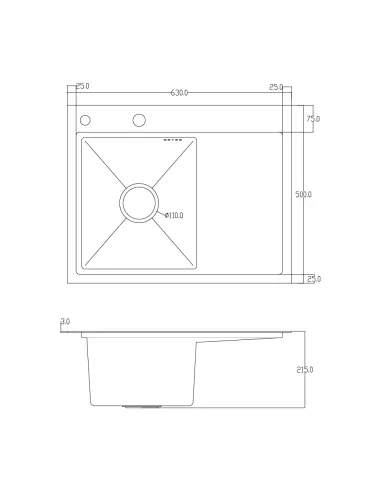 Мийка прямокутна для кухні ITAL ID 6350L-B Black з нержавіючої сталі, з дозатором
