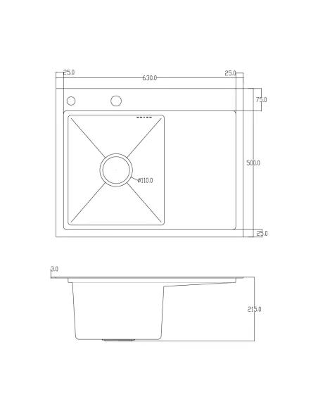 Мийка прямокутна для кухні ITAL ID 6350L-B Black з нержавіючої сталі, з дозатором
