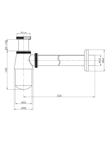 Сифон для умивальника ITAL HF6002, 1 1/4 дюйма