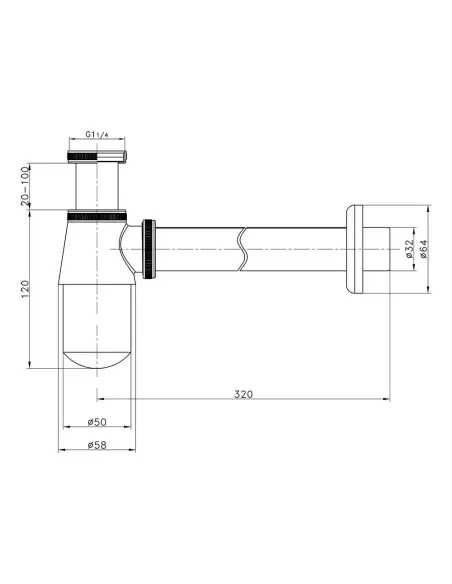 Сифон для умывальника ITAL HF6002, 1 1/4 дюйма