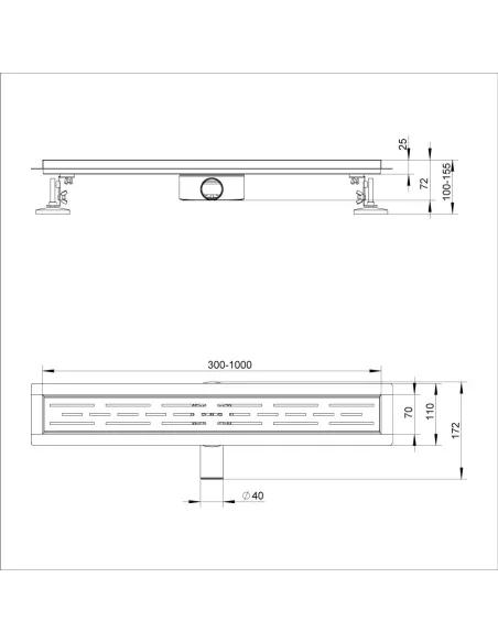 Каналізаційний трап ITAL IT03-FT01/600G, лінійний, комбінований затвор
