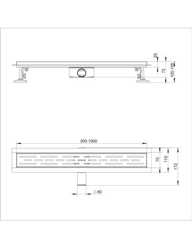 Каналізаційний трап ITAL IT03-FT01/600B, лінійний, комбінований затвор