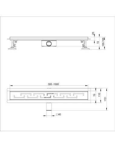 Канализационный трап ITAL IT03-FT18/700, линейный, комбинированный затвор