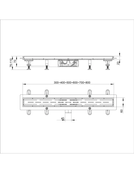 Каналізаційний трап ITAL IT13-FT01/700, лінійний, комбінований затвор