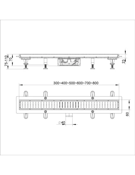 Канализационный трап ITAL IT13-FT10/700, линейный, комбинированный затвор