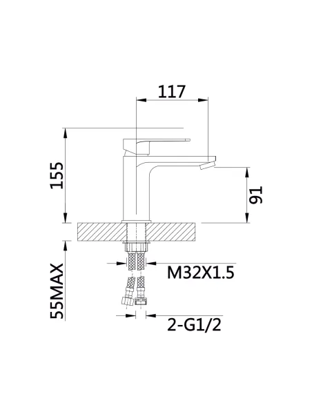 Смеситель для умывальника Qtap Aries QTARI270CRM45557 Chrome однорычажный