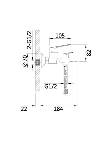 Смеситель для ванны Qtap Stenava New QTSTE259CRM45537 Chrome с душевым набором