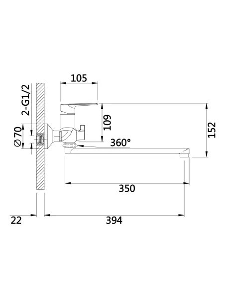 Змішувач для ванни Qtap Leo New QTLEO2601CRM45562 Chrome, з довгим зливом, з душовим набором