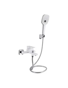 Смеситель для ванны Qtap Gemini QTGEM259CRW45683 Chrome/White с душевым набором