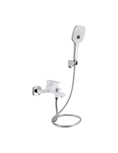 Змішувач для ванни Qtap Gemini QTGEM259CRW45683 Chrome/White із душовим набором