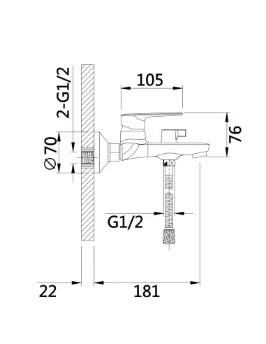 Смеситель для ванны Qtap Leo New QTLEO259CRM45563 Chrome с душевым набором