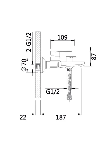 Смеситель для ванны Qtap Aries QTARI259CRM45559 Chrome с душевым набором