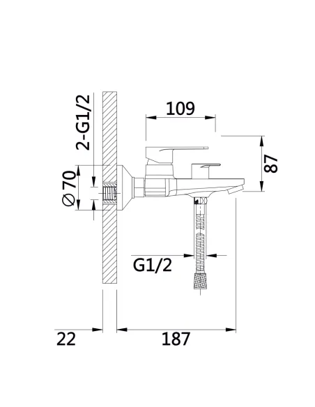 Змішувач для ванни Qtap Aries QTARI259CRM45559 Chrome з душовим набором