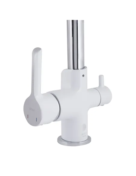 Смеситель для кухни Qtap Grand QTGRA362CRW45668 Chrome/White с подключением к фильтру