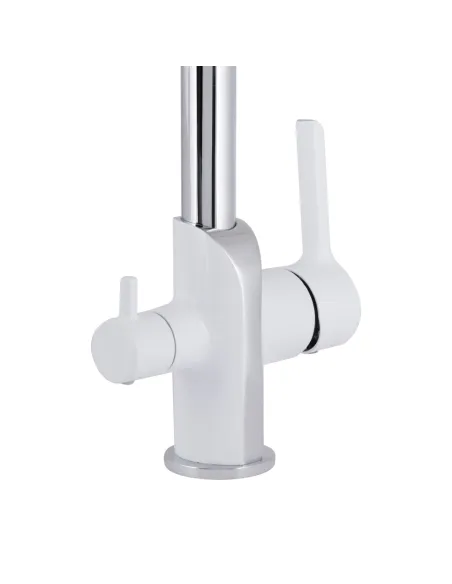 Змішувач для кухні Qtap Grand QTGRA362CRW45668 Chrome/White із підключенням до фільтра