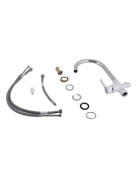 Смеситель для кухни Qtap Grand QTGRA362CRW45668 Chrome/White с подключением к фильтру