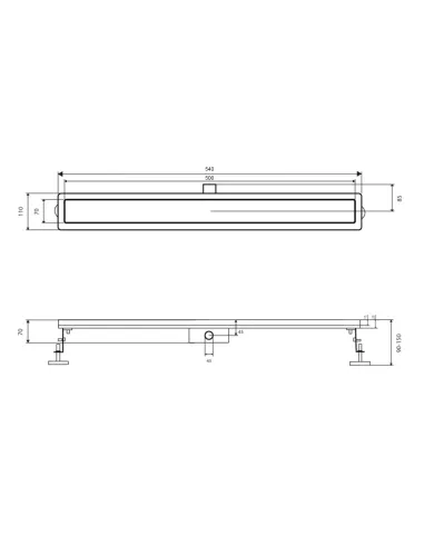 Душевой линейный трап Qtap Taurus Tile500, сухой затвор, нержавеющая сталь, 500 мм