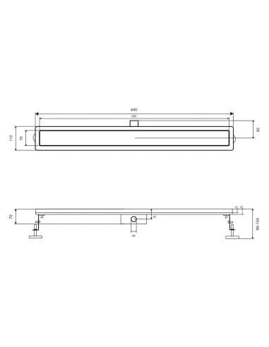 Душевой линейный трап Qtap Scorpio Tile600, сухой затвор, нержавеющая сталь, 600 мм