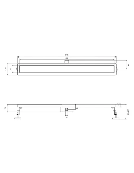 Душовий лінійний трап Qtap Scorpio Tile600, сухий затвор, нержавіюча сталь, 600 мм