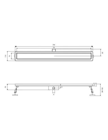 Душевой линейный трап Qtap Scorpio Tile700, сухой затвор, нержавеющая сталь, 700 мм