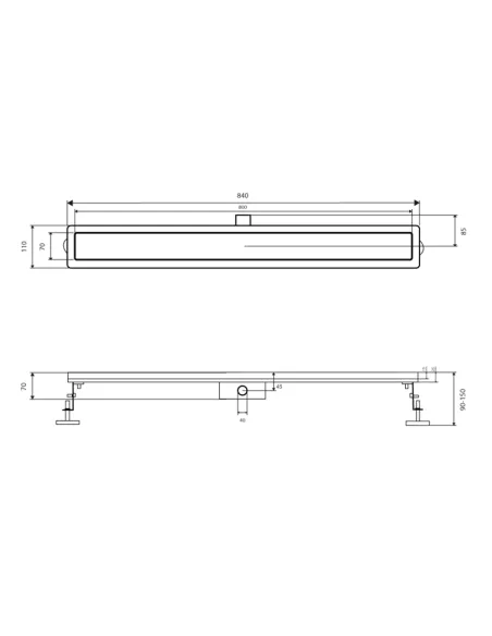 Душевой линейный трап Qtap Scorpio Tile800, сухой затвор, нержавеющая сталь, 800 мм